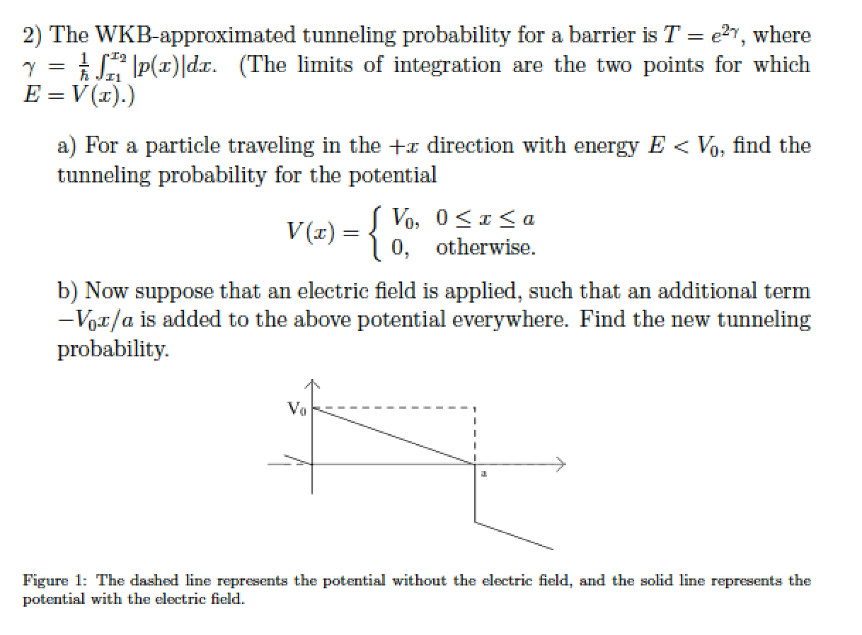 Solved The Wkb Approximated Tunneling Probability For A Chegg