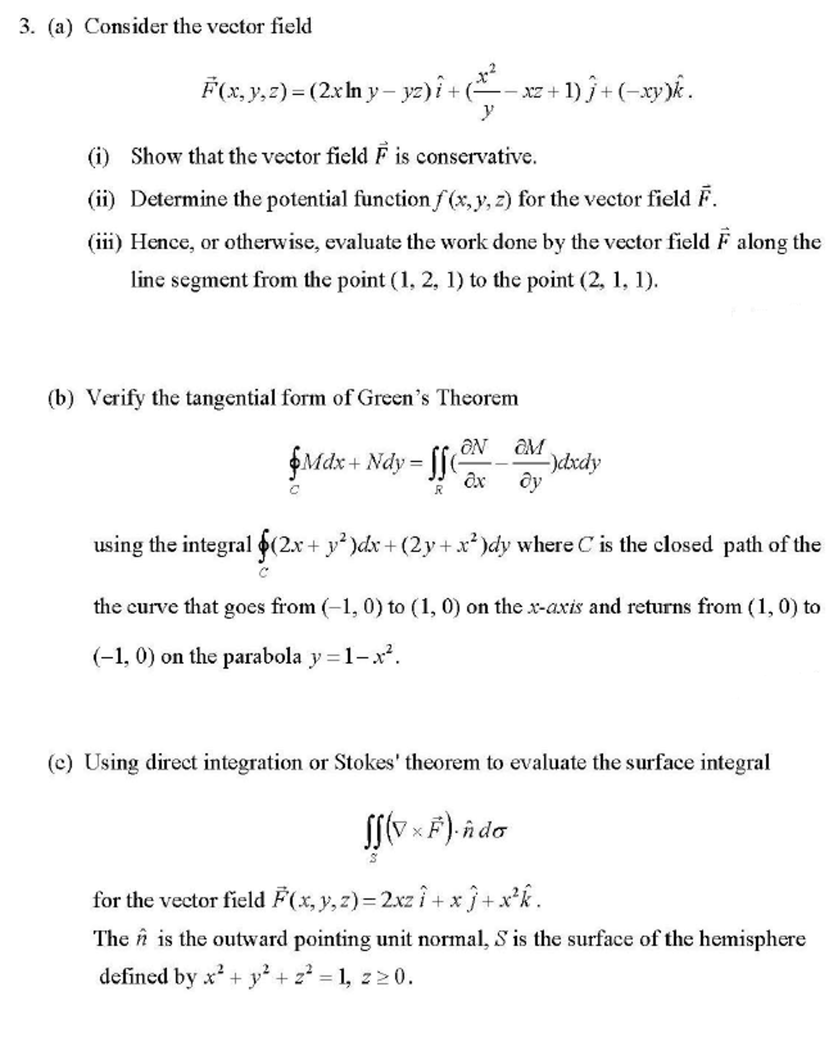 Solved Consider The Vector Field F X Y Z 2x In Y Yz Chegg