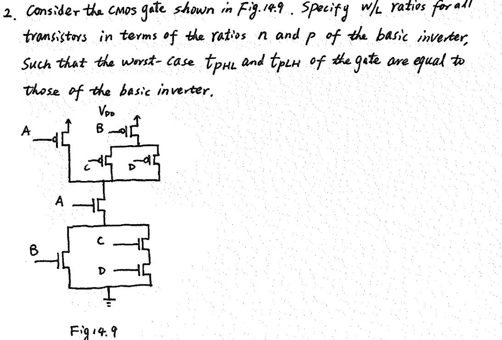 Solved Consider The CMOS Gate Shown In Fig 14 9 Specify Chegg