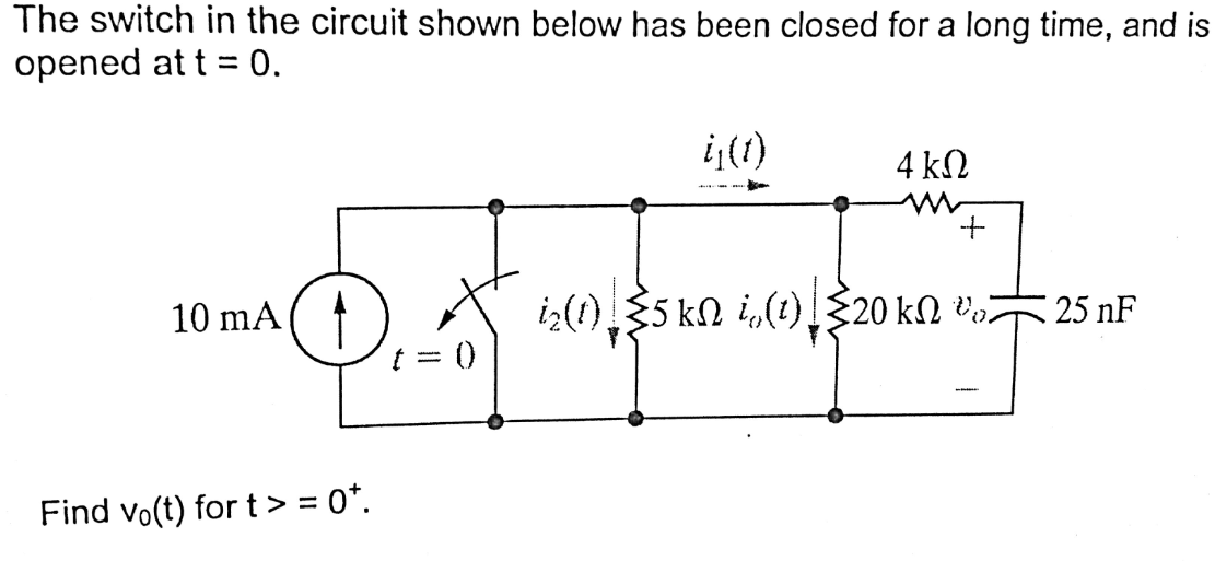 Solved The Switch In The Circuit Shown Below Has Been Closed Chegg