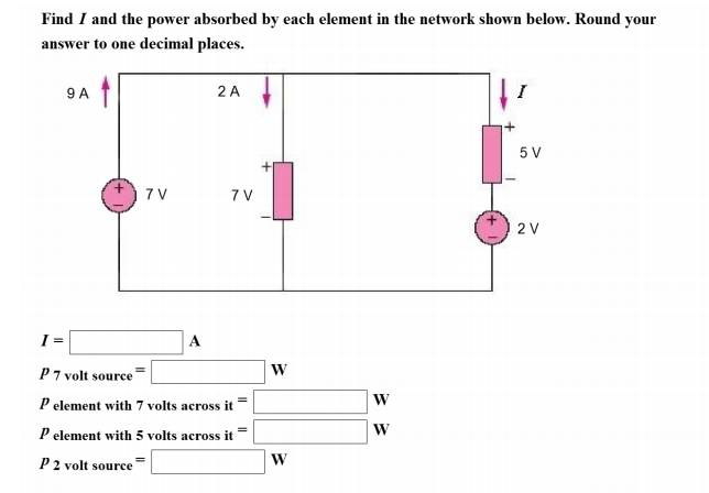 Solved Find I And The Power Absorbed By Each Element In Chegg