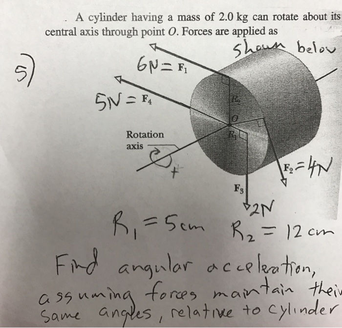 Solved A Cylinder Having A Mass Of 2 0 Kg Can Rotate About Chegg