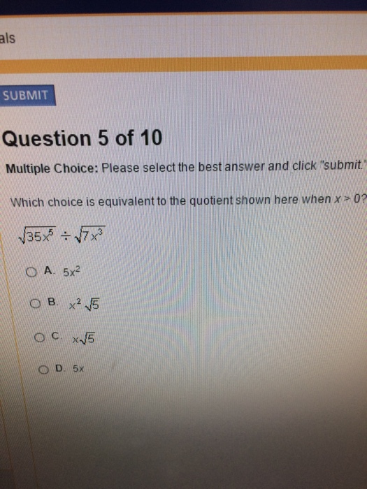 Solved Select The Best Answer And Click Submit Which Chegg