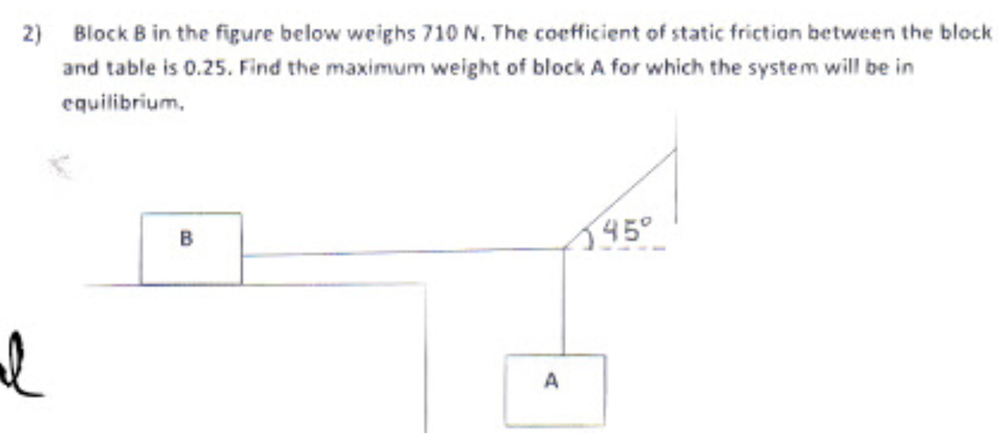 Solved Block B In The Figure Below Weighs 710 N The Chegg