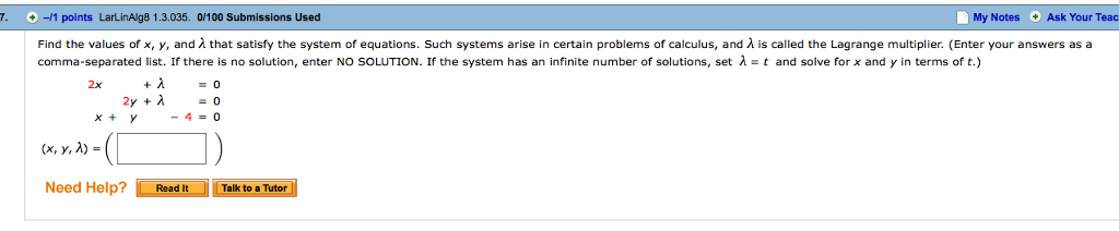 Solved Find The Values Of X Y And Lambda That Satisfy The Chegg