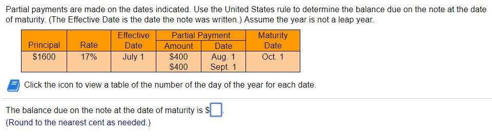 Solved Partial Payments Are Made On The Dates Indicated Use Chegg