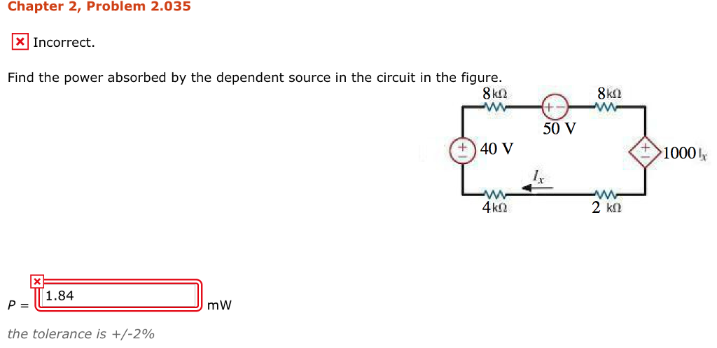 Solved Find The Power Absorbed By The Dependent Source In Chegg