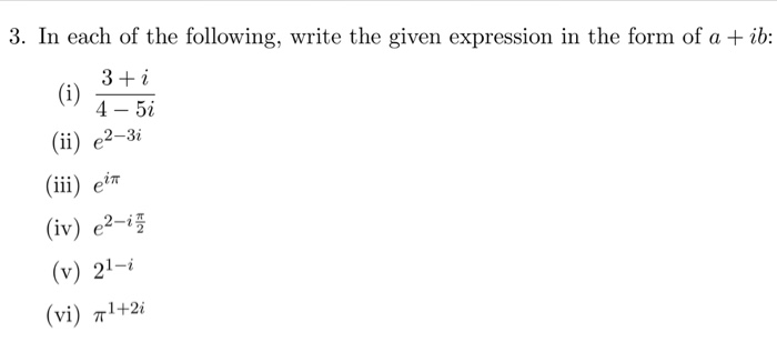 Solved In Each Of The Following Write The Given Expression Chegg