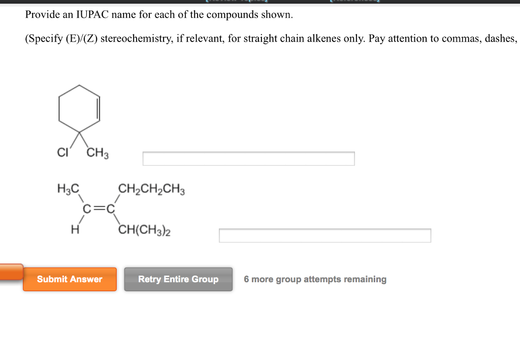 Solved Provide An Iupac Name For Each Of The Compounds Chegg