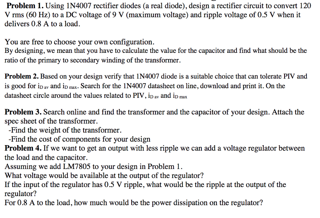 Solved Problem Using N Rectifier Diodes A Real Chegg