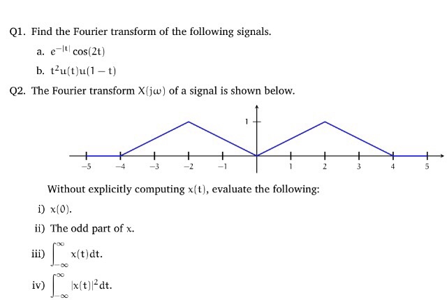 Solved Q Findtheoier Transform Of The Following Sigmals Q Chegg