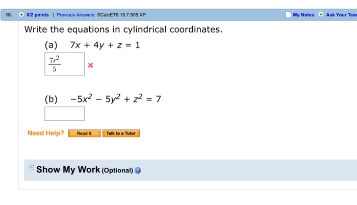 Solved Write The Equations In Cylindrical Coordinates A Chegg