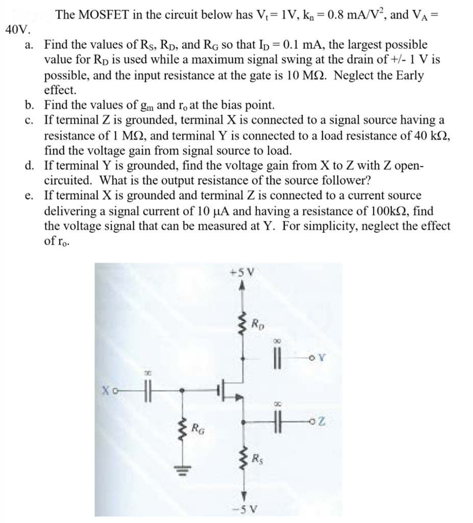 Solved The Mosfet In The Circuit Below Has V T V K N Chegg