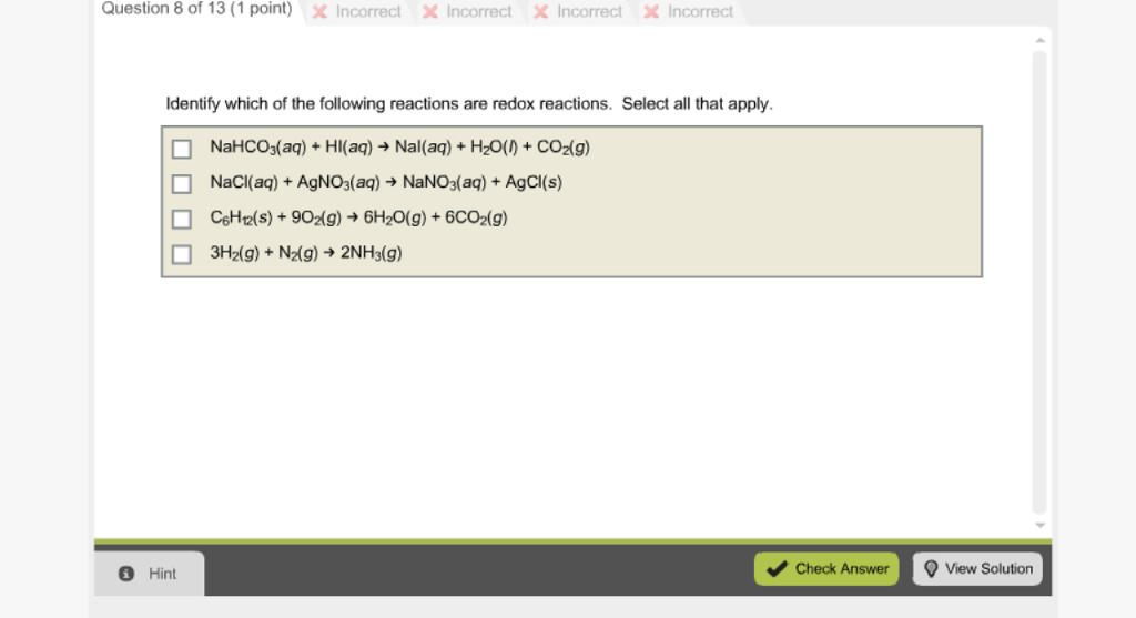 Solved Identify Which Of The Following Reactions Are Redox Chegg