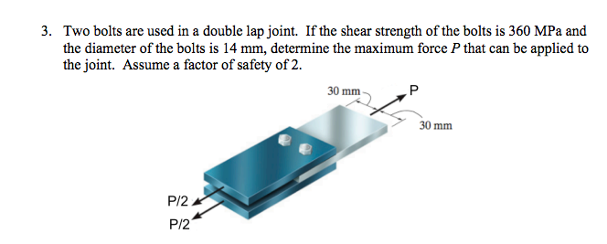 Solved Two Bolts Are Used In A Double Lap Joint. If The S...