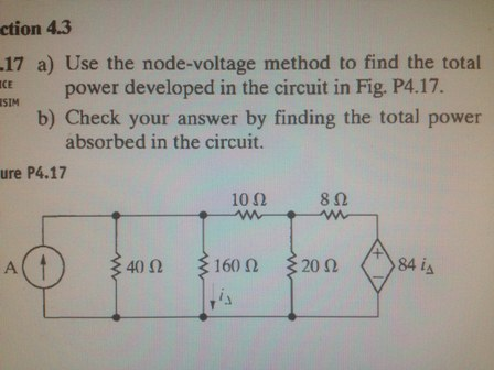 Solved Use The Node Voltage Method To Find The Total Power Chegg