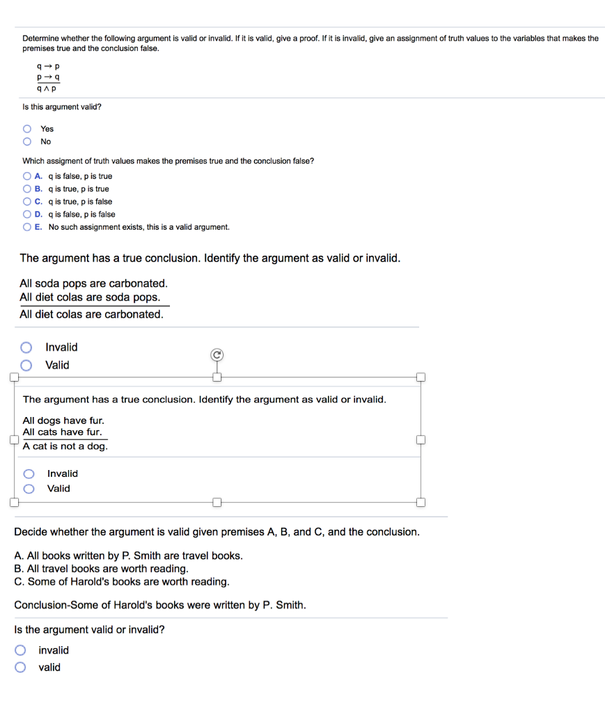 Solved Determine Whether The Following Argument Is Valid Chegg