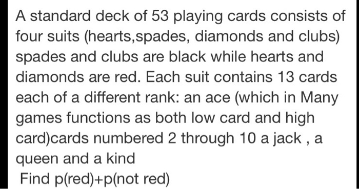 Solved 52 Playing Cards2 Suppose We Draw One Card From A Chegg