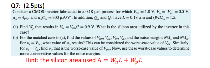 Solved Consider A Cmos Inverter Fabricated In A Mum Chegg