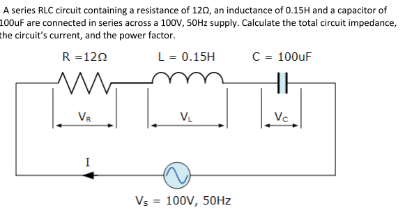 Solved A Series RLC Circuit Containing A Resistance Of Chegg