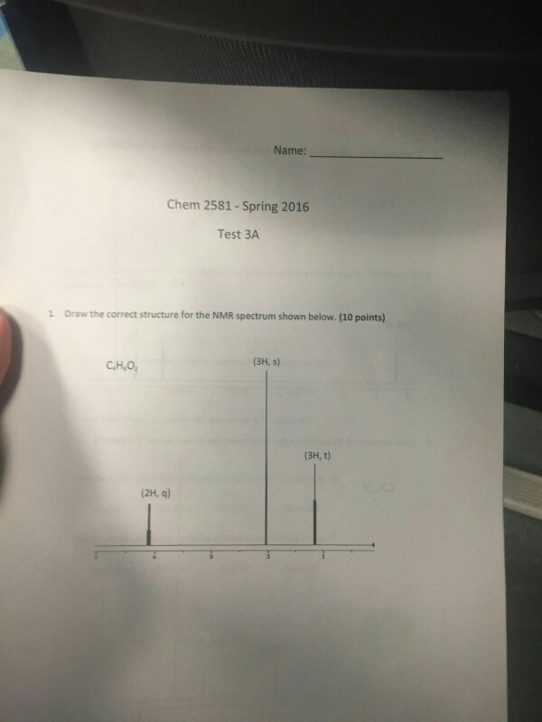 Solved Draw The Correct Structure For The Nmr Spectrum Shown Chegg