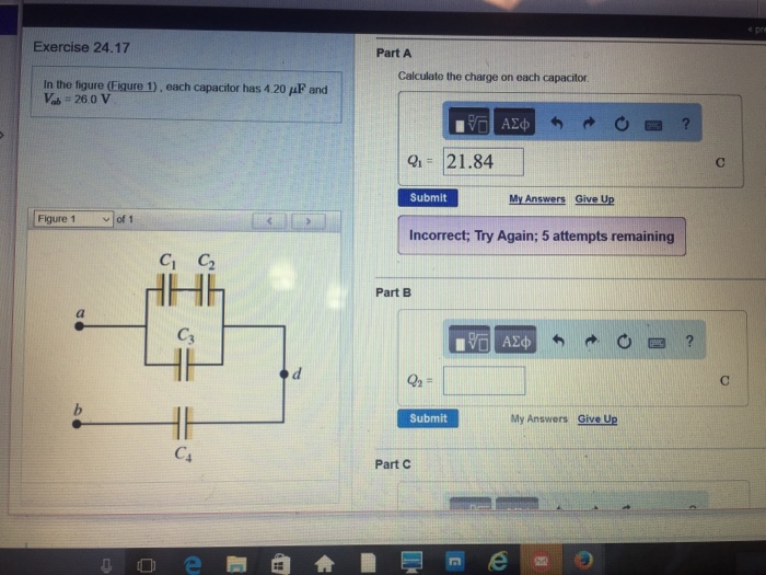 Solved In The Figure Figure 1 Each Capacitor Has 4 20 Mu Chegg