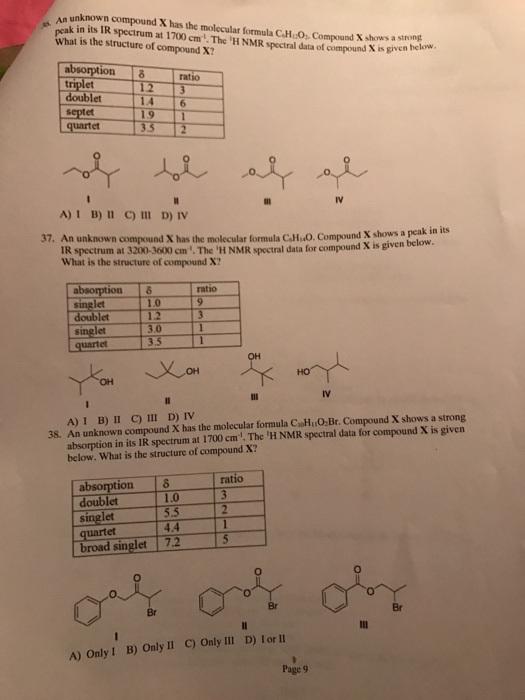 Solved An Unknown Compound X Has The Molecular Formula Chegg