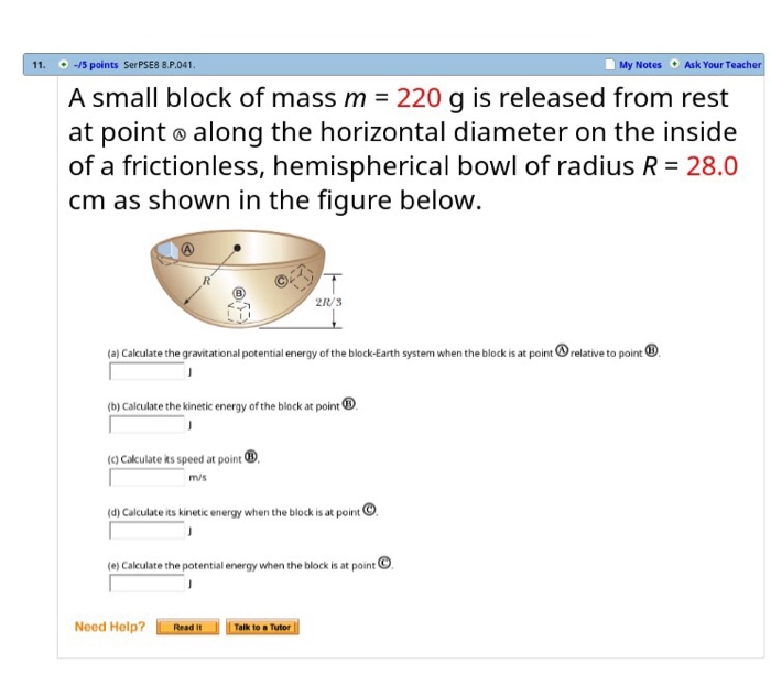 Solved A Small Block Of Mass M G Is Released From Rest Chegg