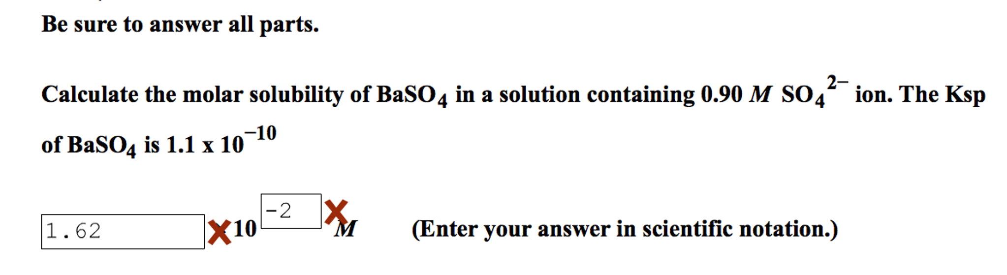 Solved Calculate The Molar Solubility Of Baso In A Chegg