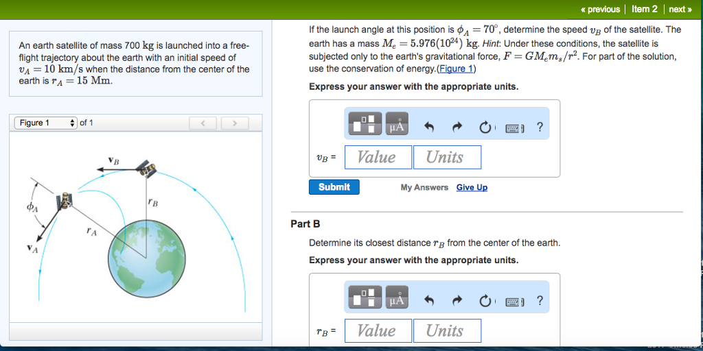 Solved An Earth Satellite Of Mass 700 Kg Is Launched Into A Chegg