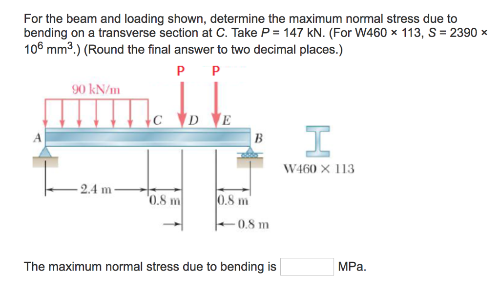 Solved For The Beam And Loading Shown Determine The Maximum Chegg