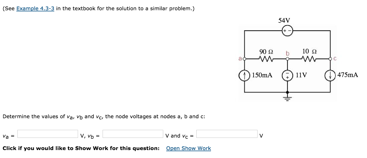 Solved Determine The Values Of Va Vb And Vc The Node Chegg