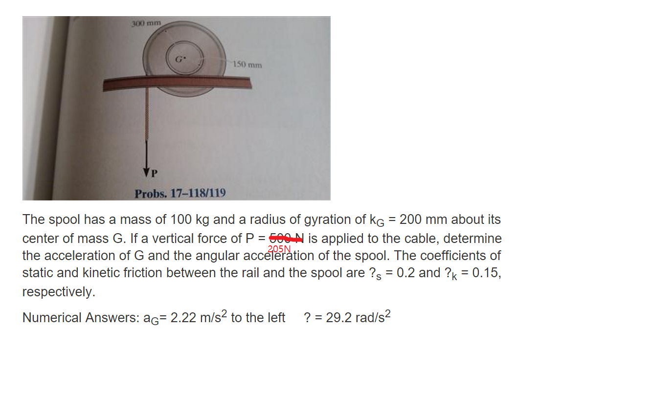 Solved The Spool Has A Mass Of Kg And A Radius Of Chegg