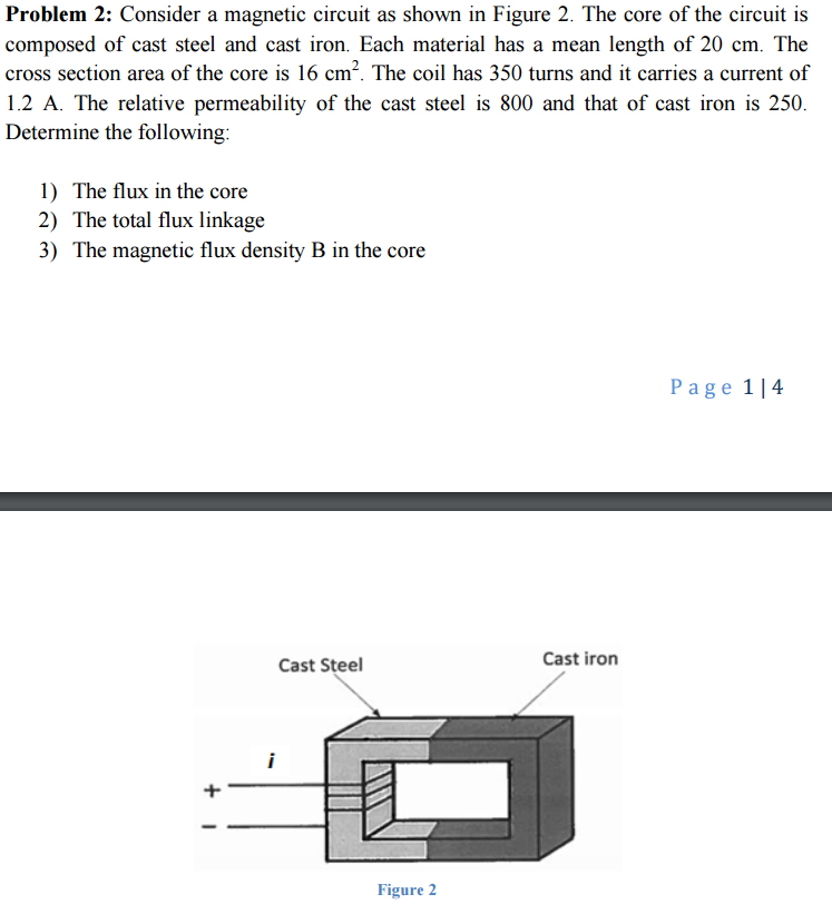 Solved Consider A Magnetic Circuit As Shown In Figure The Chegg