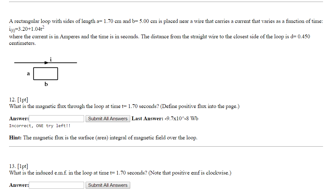 Solved A Rectangular Loop With Sides Of Length A Cm Chegg