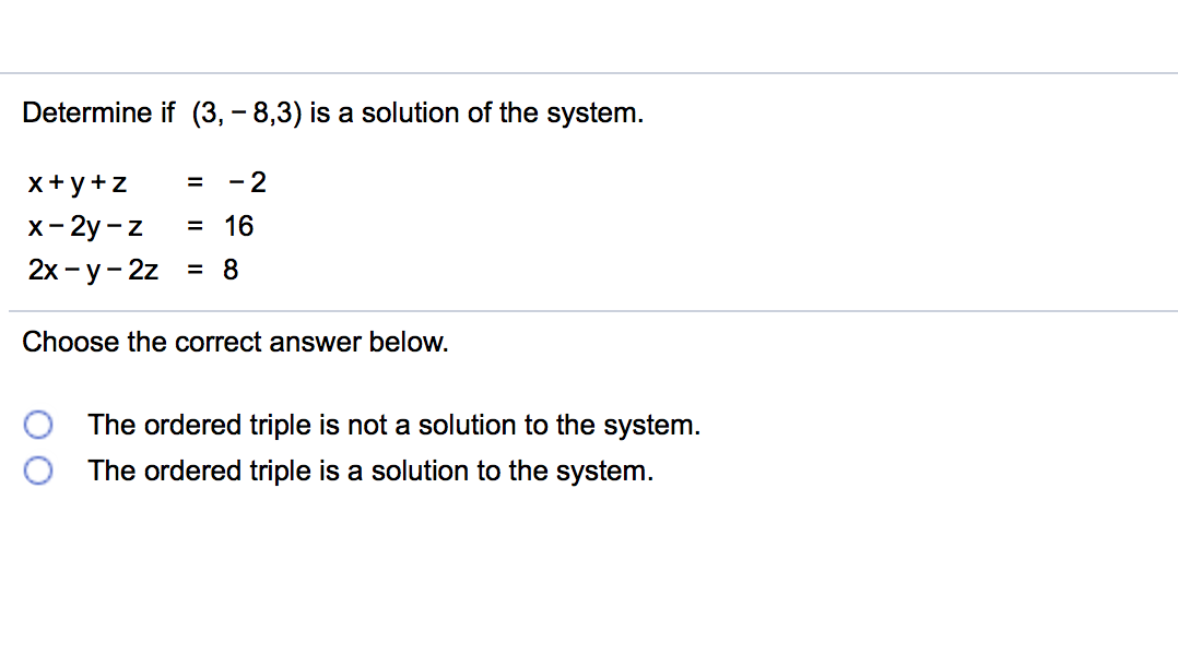 Solved Determine If Left Parenthesis 3 Comma Negative 8 Chegg