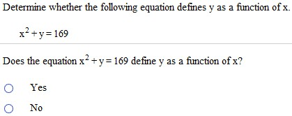 is x 2 y 2 169 a function