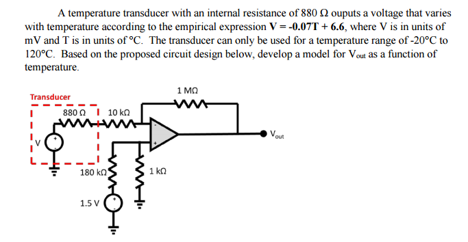 Solved A Temperature Transducer With An Internal Resistance Chegg