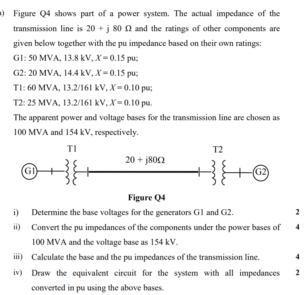 Solved Figure Q Shows Part Of A Power System The Actual Chegg