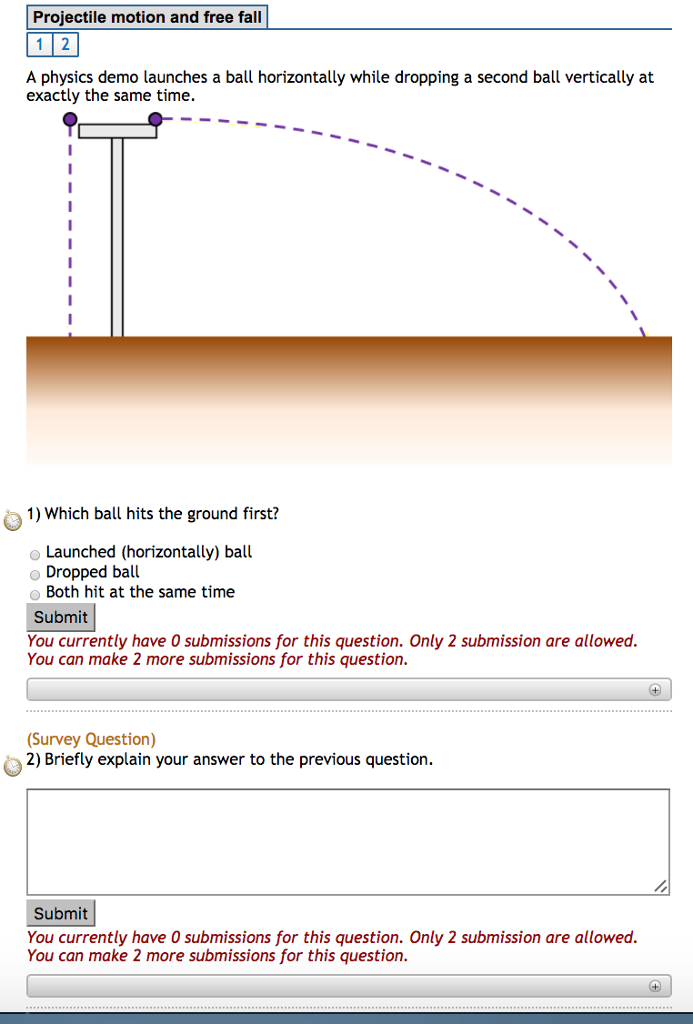 Solved A Physics Demo Launches A Ball Horizontally While