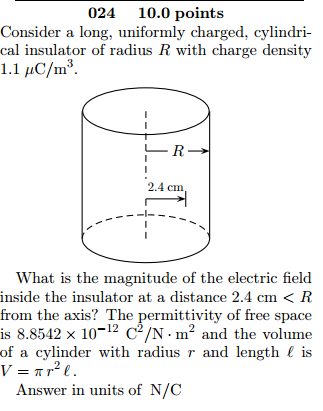 Solved: Consider A Long, Uniformly Charged, Cylindrical In 