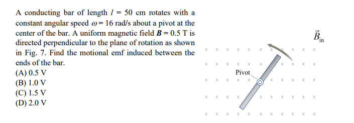 Solved A Conducting Bar Of Length L Cm Rotates With A Chegg