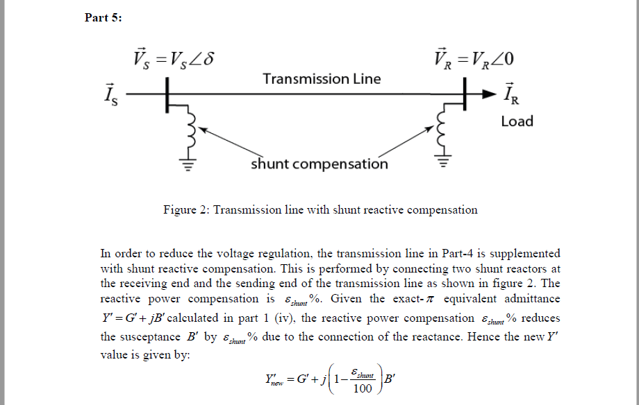 Part 5 Transmission Line Load Shunt Compensation F... | Chegg.com