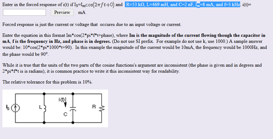 Solved Forced Response Is Just The Current Or Voltage That Chegg