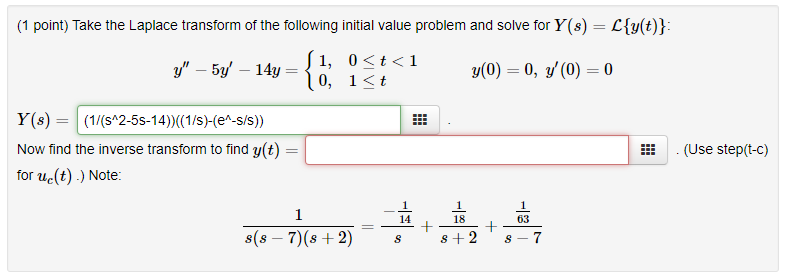 Solved 1 Point Take The Laplace Transform Of The Following Chegg