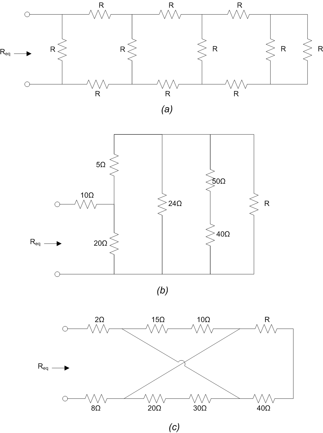 Solved Find Req For Each Of The Resistive Networks Below In Chegg