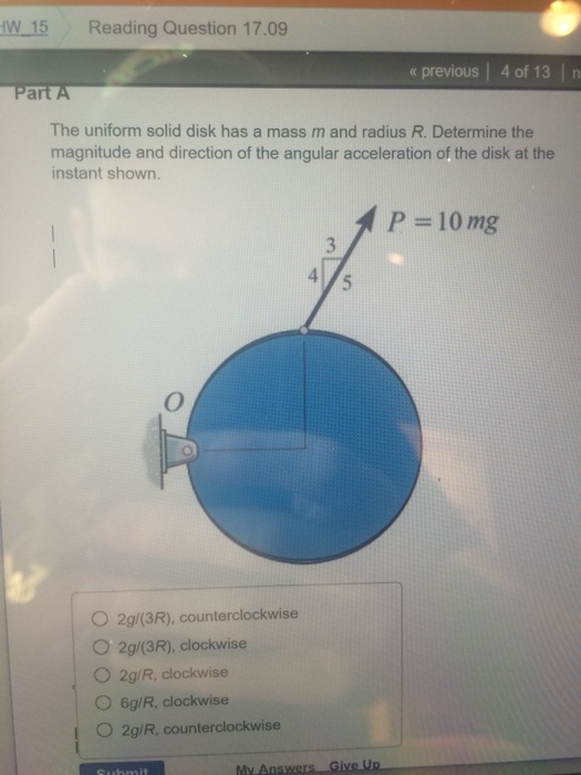 Solved The Uniform Solid Disk Has A Mass M And Radius R Chegg