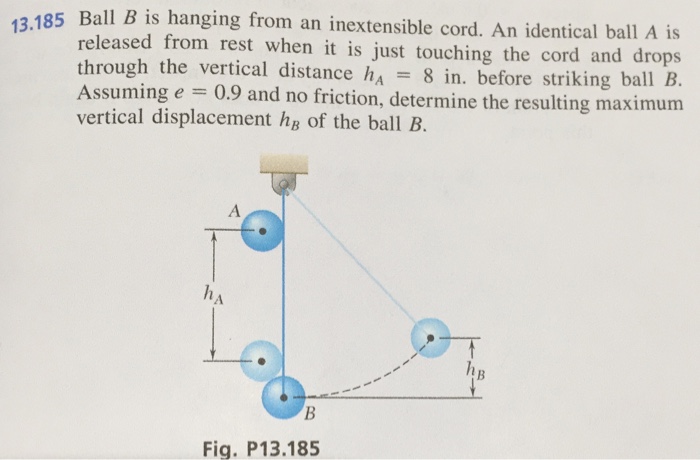 Solved Ball B Is Hanging From An Inextensible Cord An Chegg