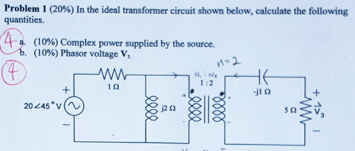 Solved In The Ideal Transformer Circuit Shown Find Vo And Chegg