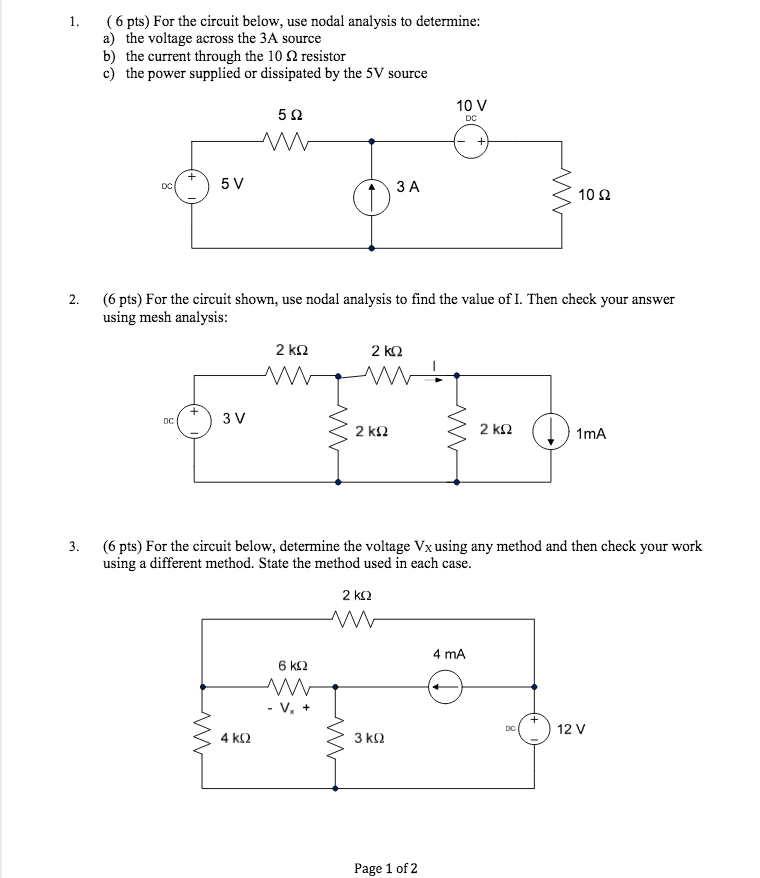 Solved For The Circuit Below Use Nodal Analysis To Chegg